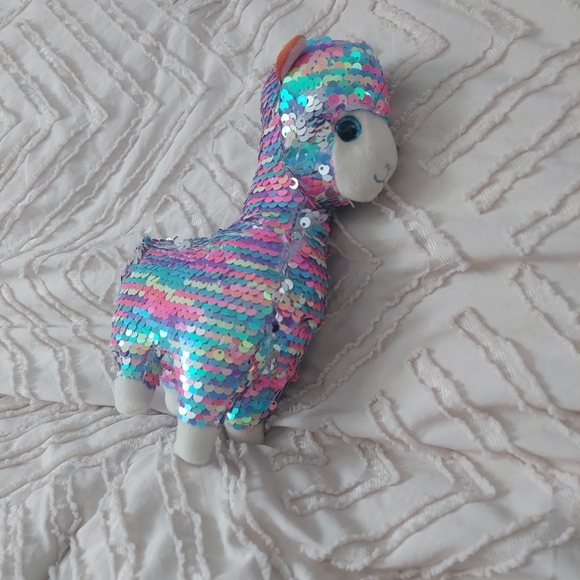 Ty Beanie Boo “Lola” Sequin Llama Plush – Colorful Sparkly Stuffed Animal - Picture 7 of 9